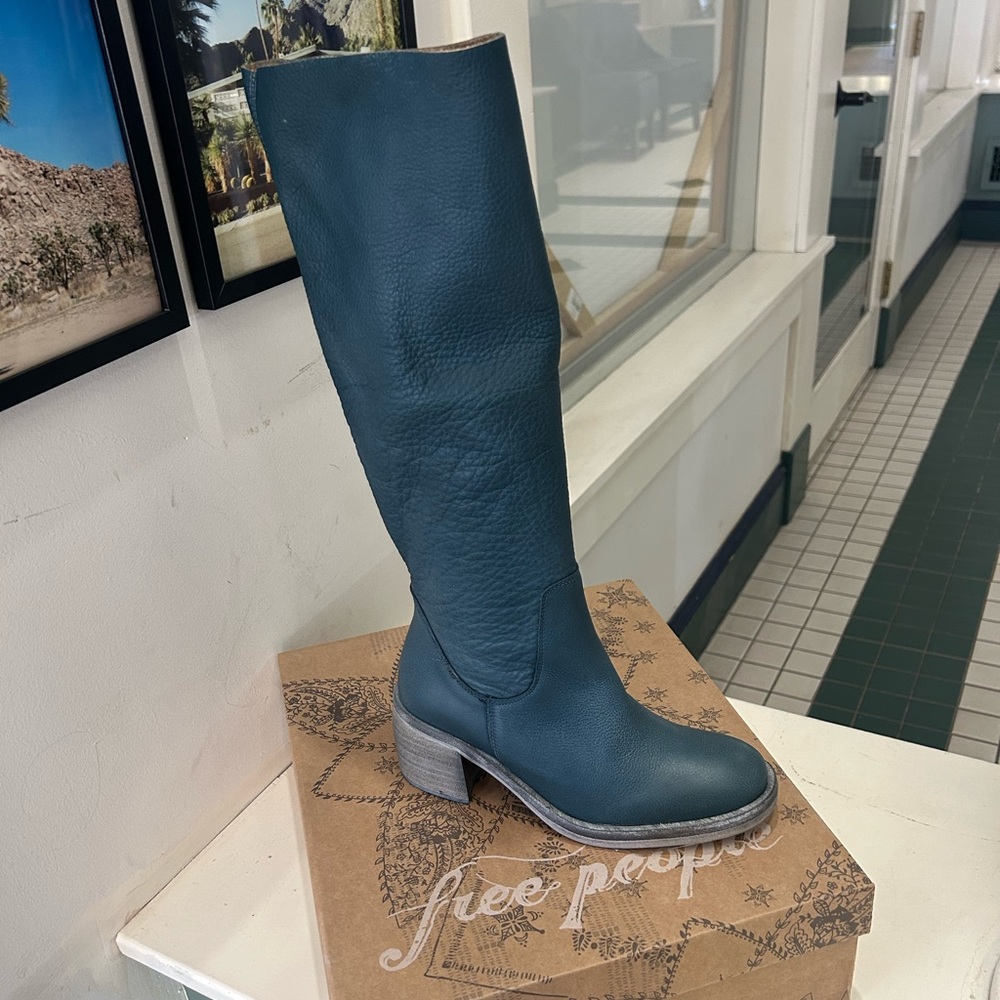 Free People Tall Suede Slouch Boot - Navy - Picture 4 of 6